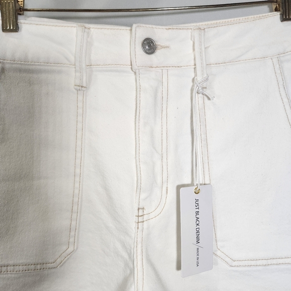 NWT Just Black Off White High Waist Denim Shorts Size L - Picture 5 of 13